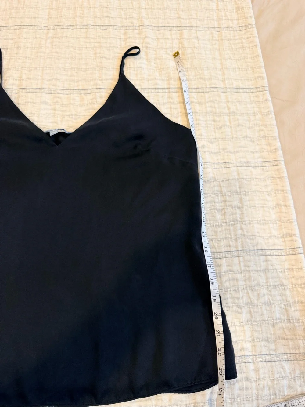 ANTONIO MELANI Black Silk V-Neck Spaghetti Strap Cami